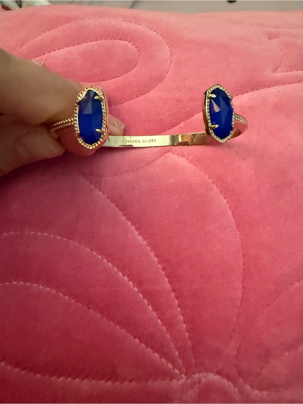 Kendra Scott Gold Open Cuff Bracelet with Royal Blue Stones
